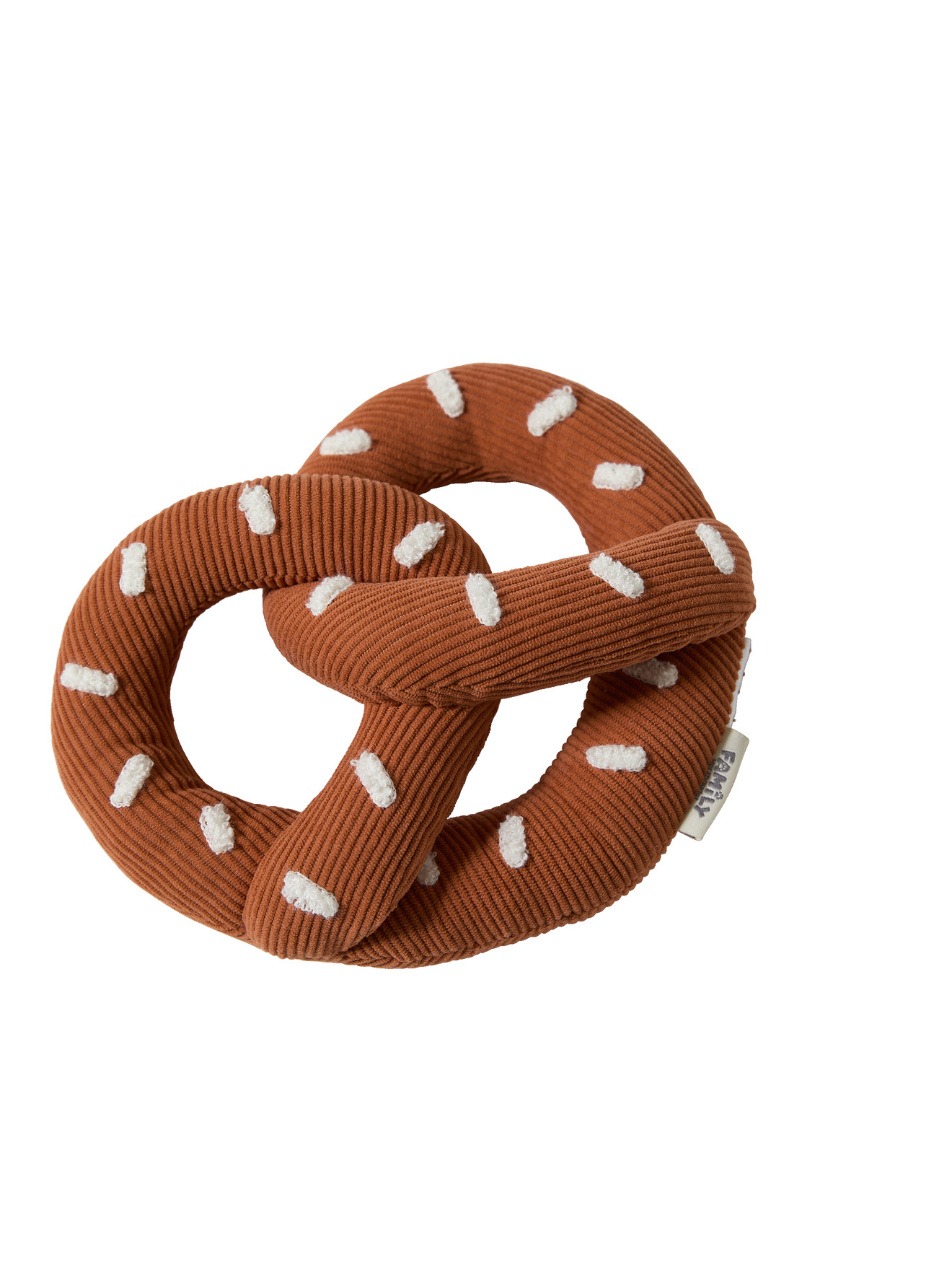 Jouet chien tissu bretzel, VERTBAUDET