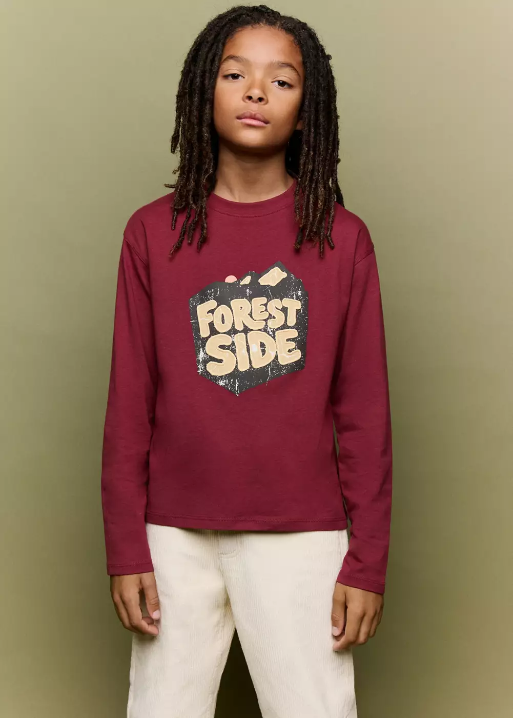 T-shirt coton inscription imprimée, MANGO KIDS