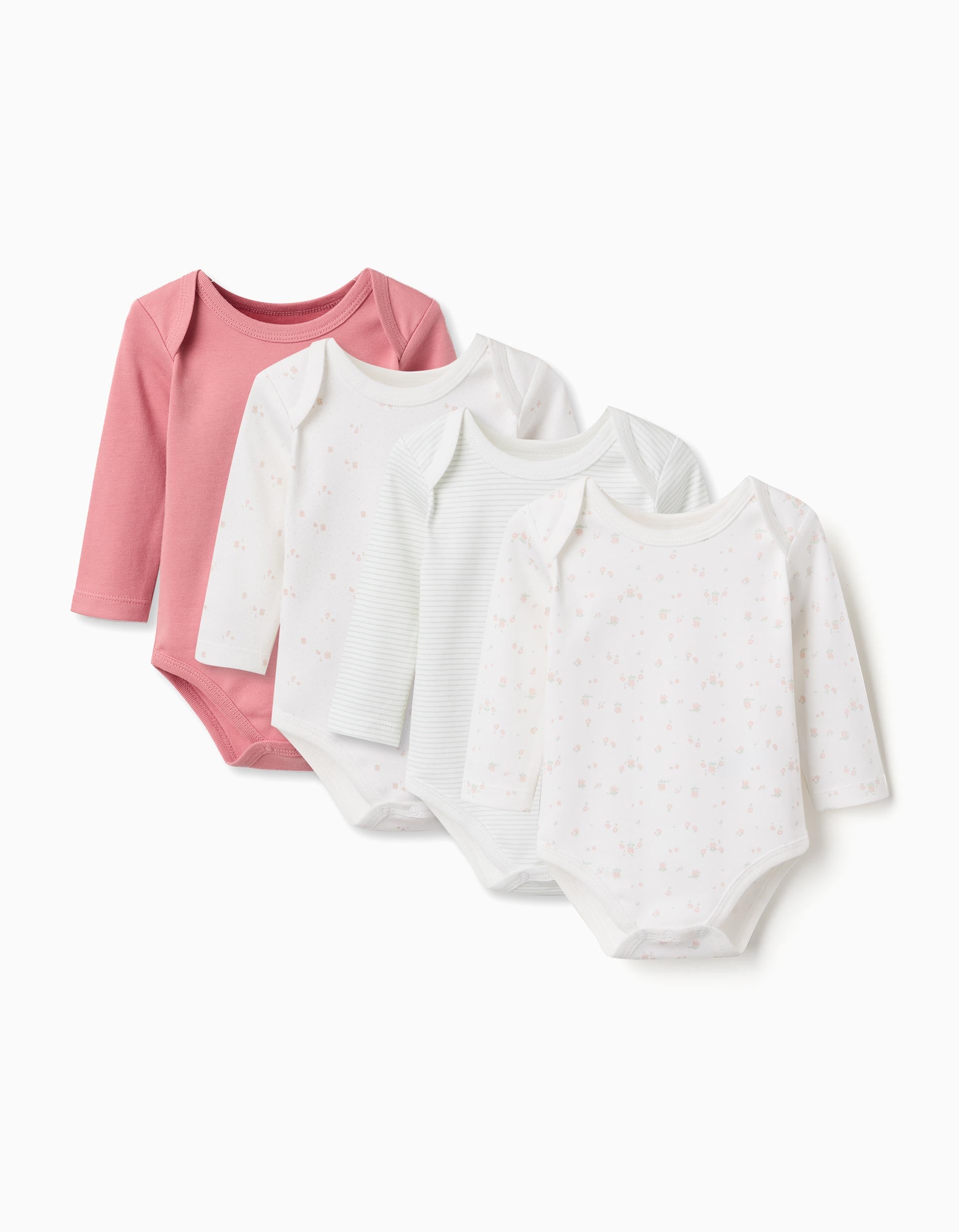 Lot de 4 bodies en coton unis/imprimés, ZIPPY