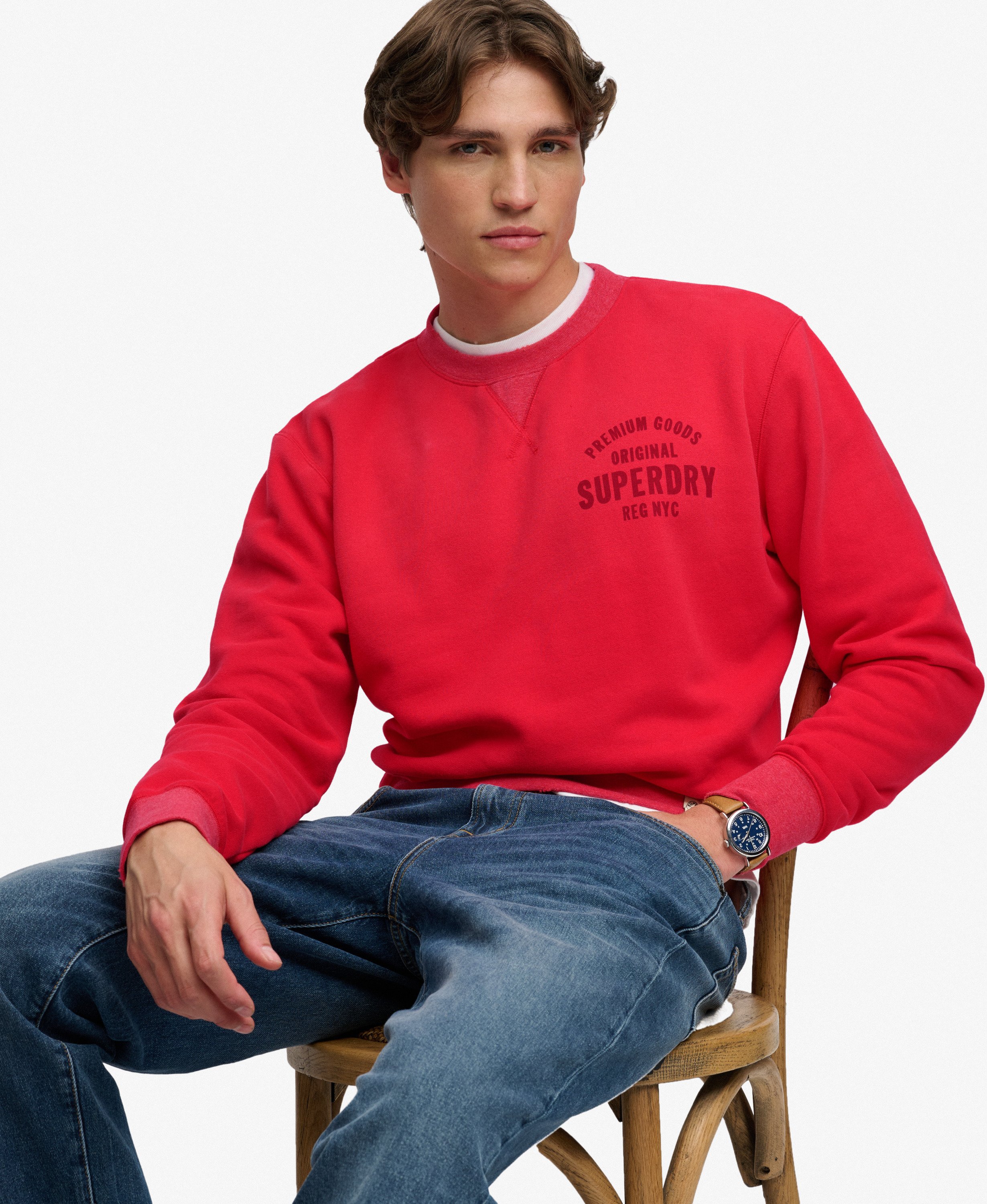 Sweatshirt Col Rond Block Text, SUPERDRY