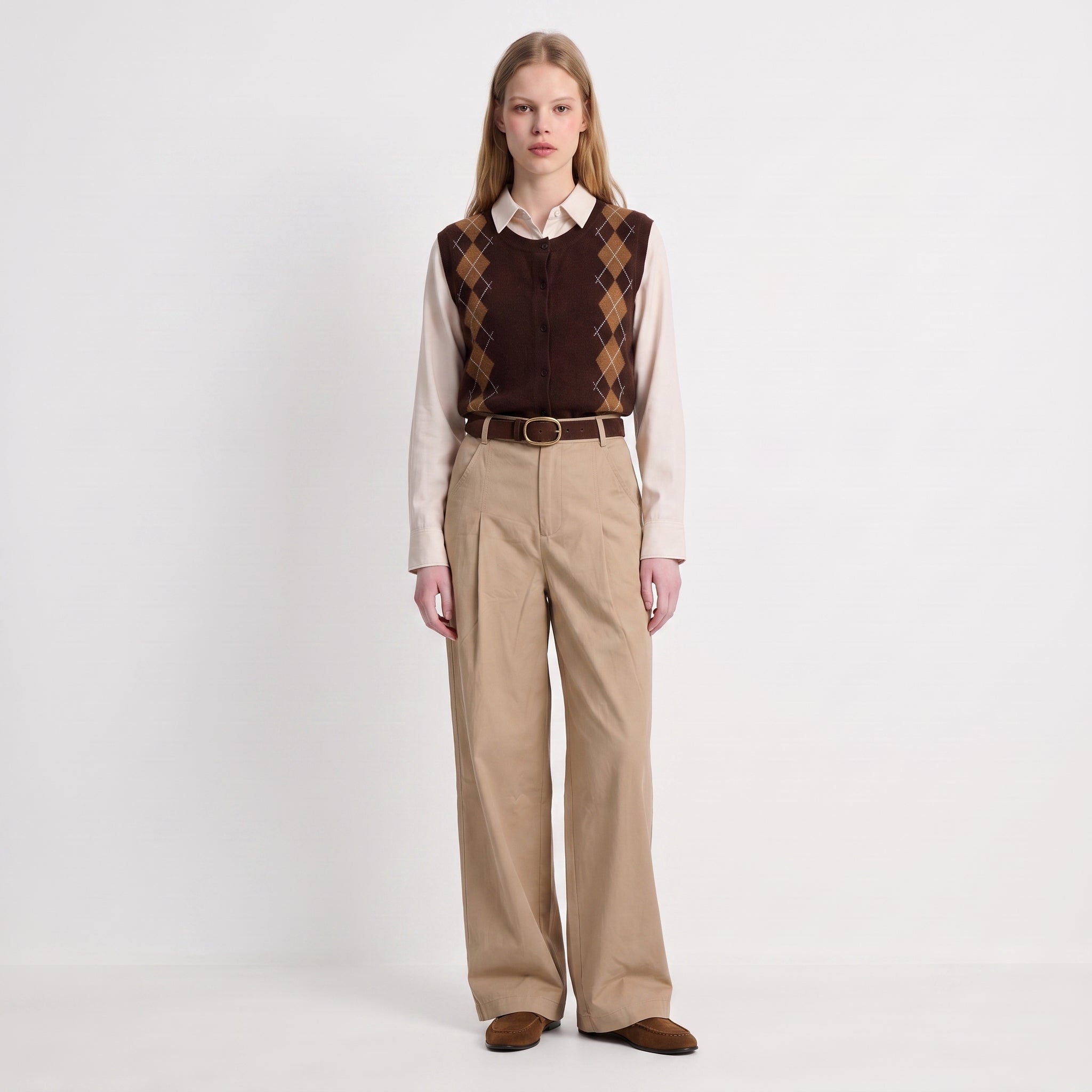 Cardigan femme sans manches à effet jacquard en laine ANIANE, ARTLOVE