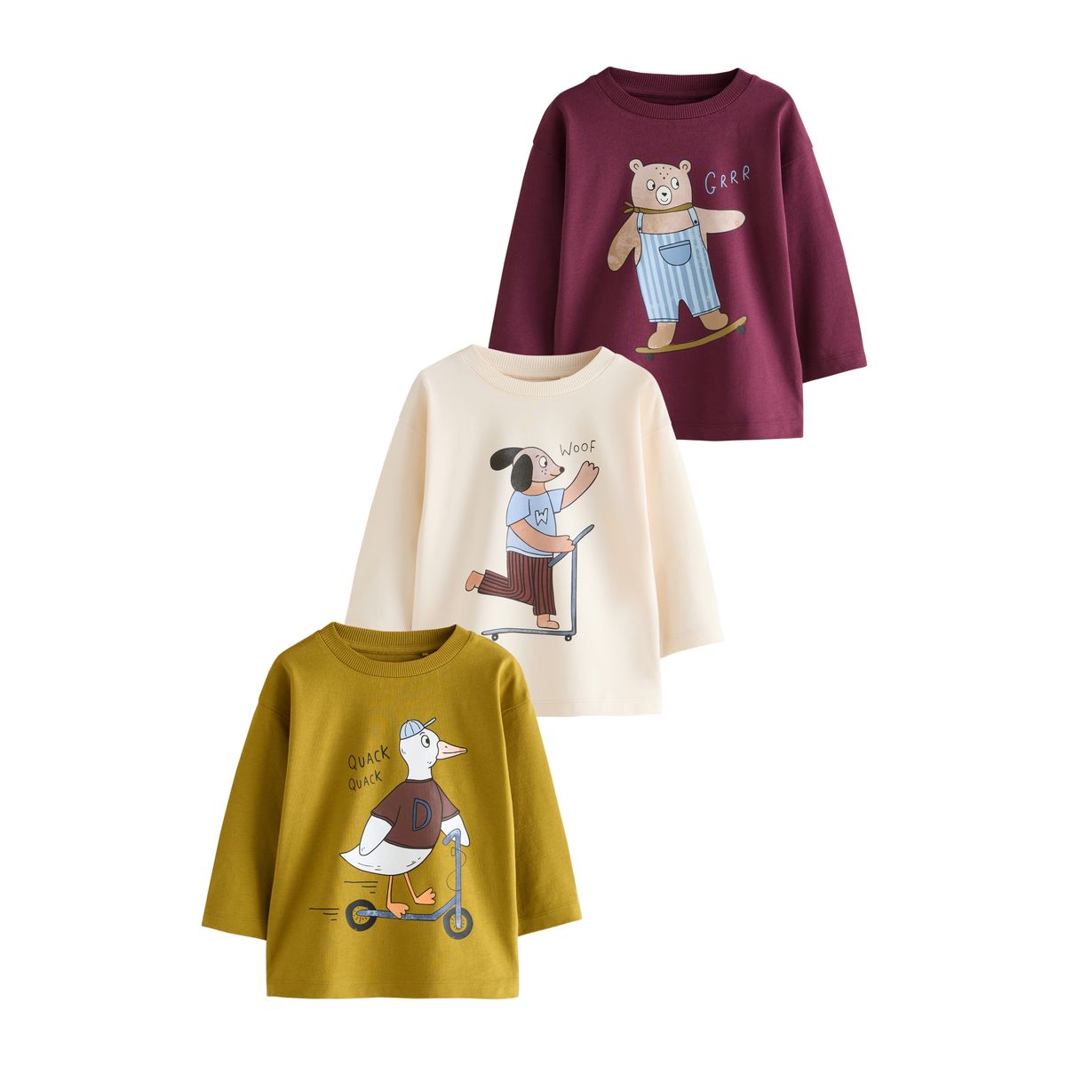 T-shirts imprimés à manches longues, lot de 3, NEXT