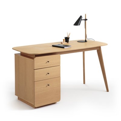 Biface 3-Drawer Oak Veneer Desk LA REDOUTE INTERIEURS