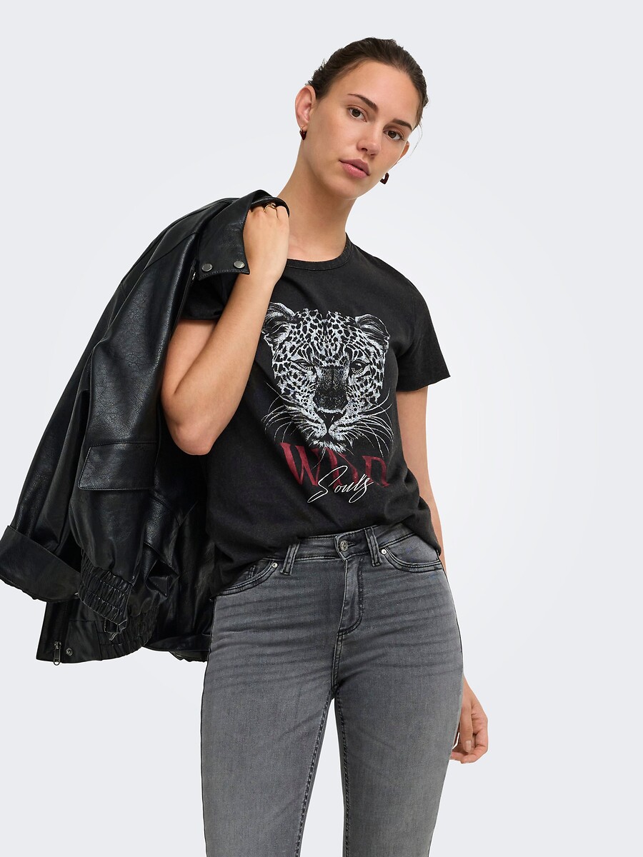T-shirt col rond à motif, ONLY