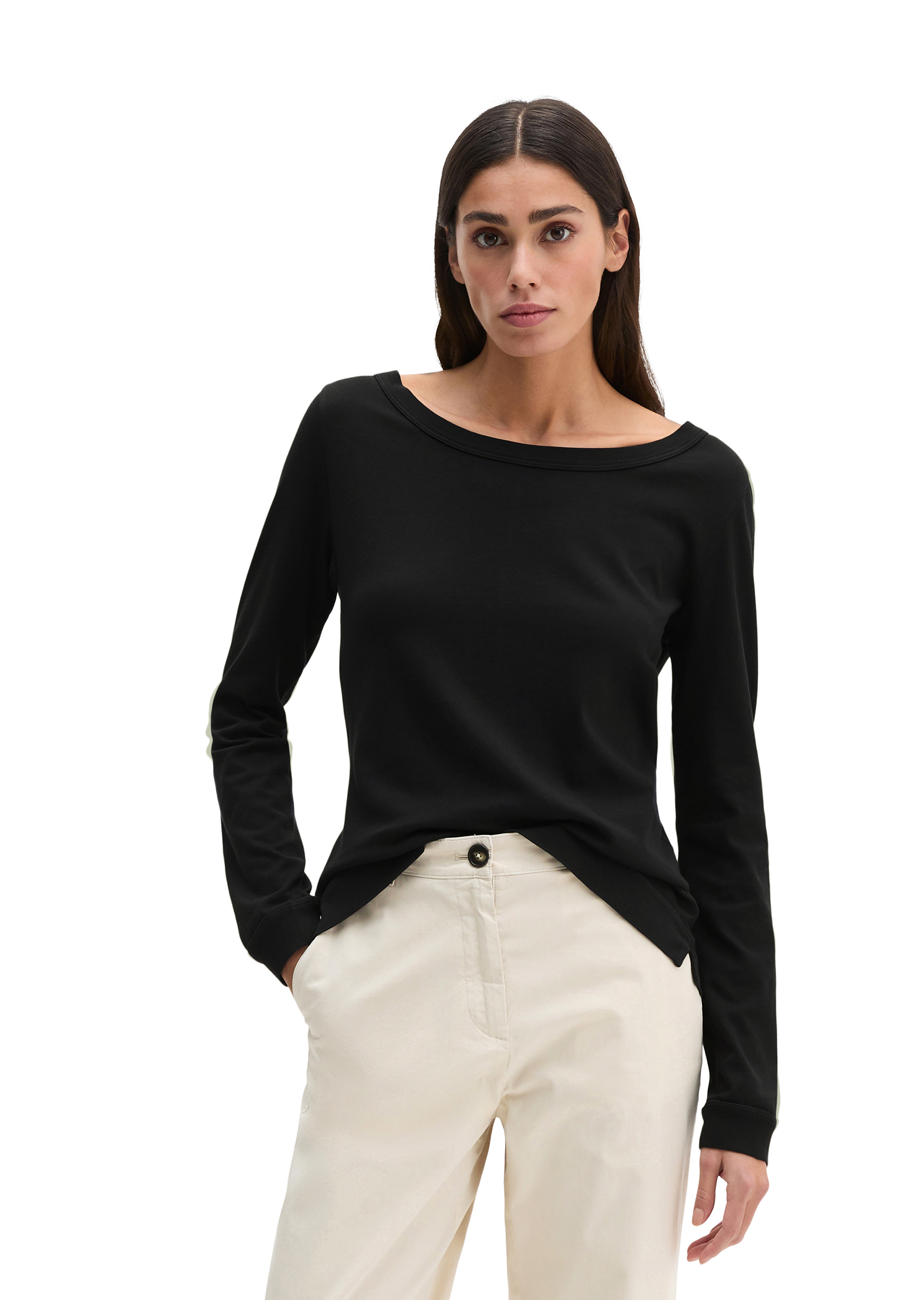 T-shirt long régulier en jersey simple de coton doux, MARC O'POLO