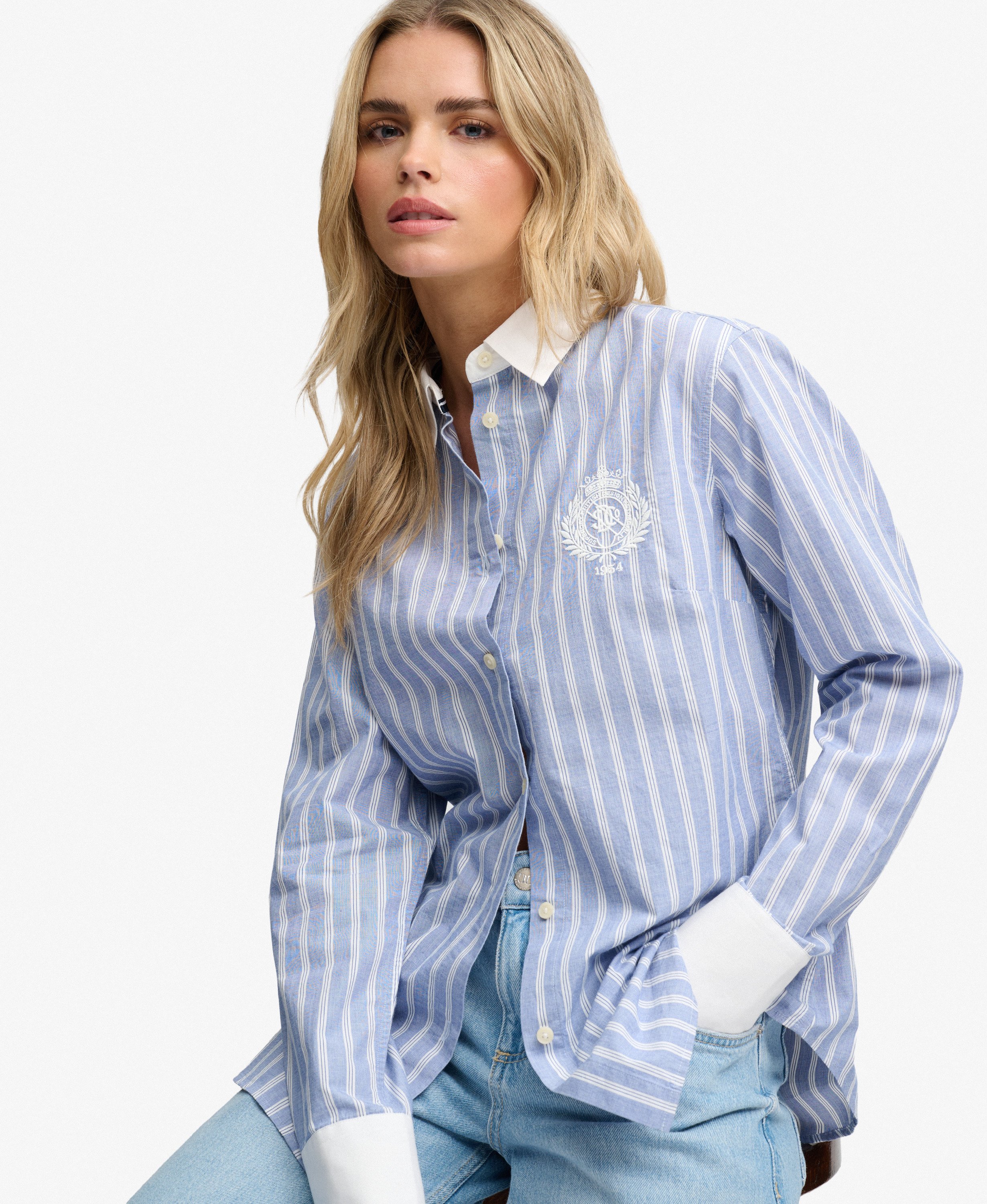 Chemise à manches longues Poplin Cuff Stripe, SUPERDRY