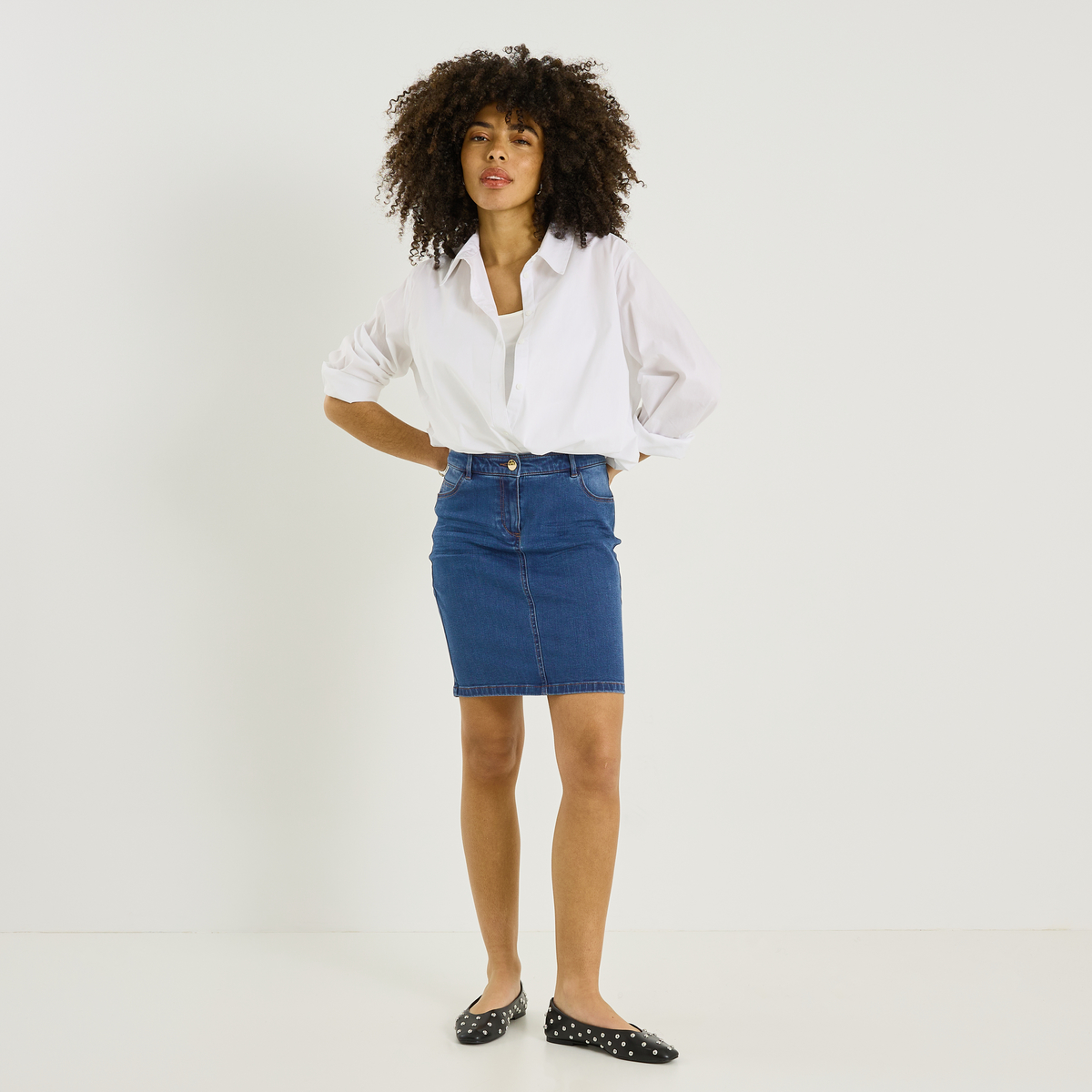 Jupe droite en denim, GRAIN DE MALICE