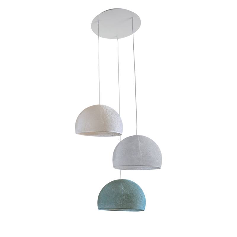 Plafonnier blanc 3 coupoles 31 vert de gris - gris perle - écru, LA CASE DE COUSIN PAUL
