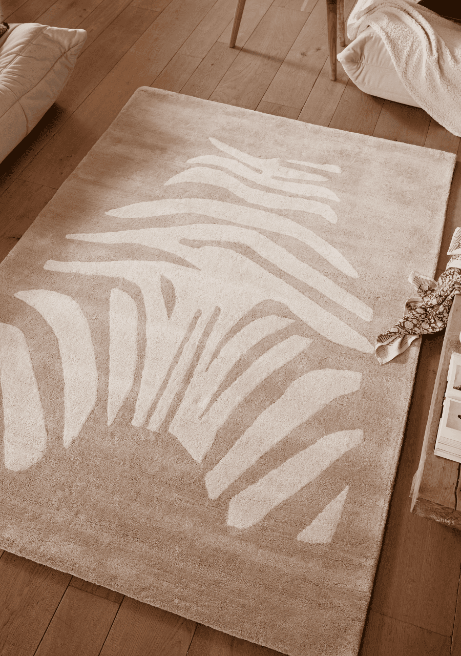 Tapis enfant rectangulaire épais, Coton bio GOTS, ZEBRE, BLEUU STUDIO