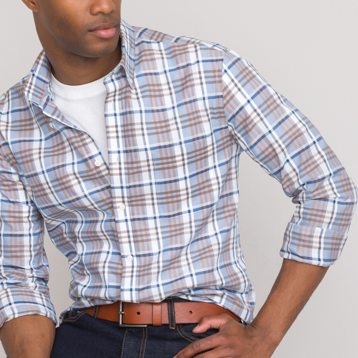 muscle fit linen shirt