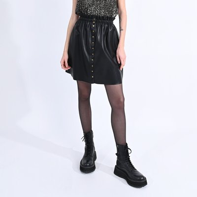 Cotton Mix Mini Skirt in Faux Leather MOLLY BRACKEN
