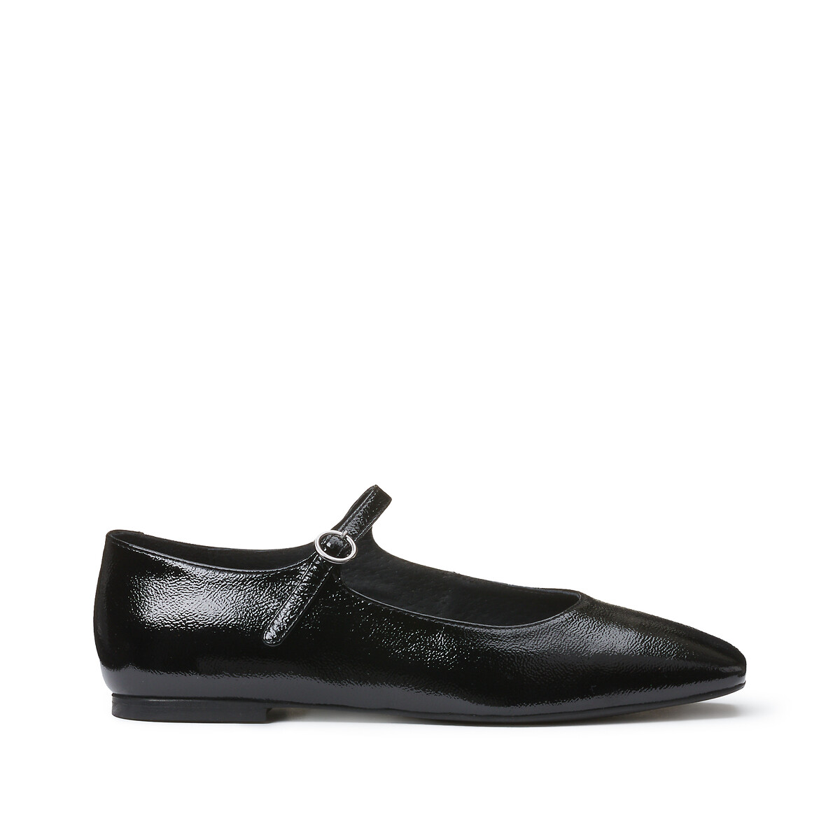 Patent strappy ballet flats in leather, black, La Redoute Collections ...