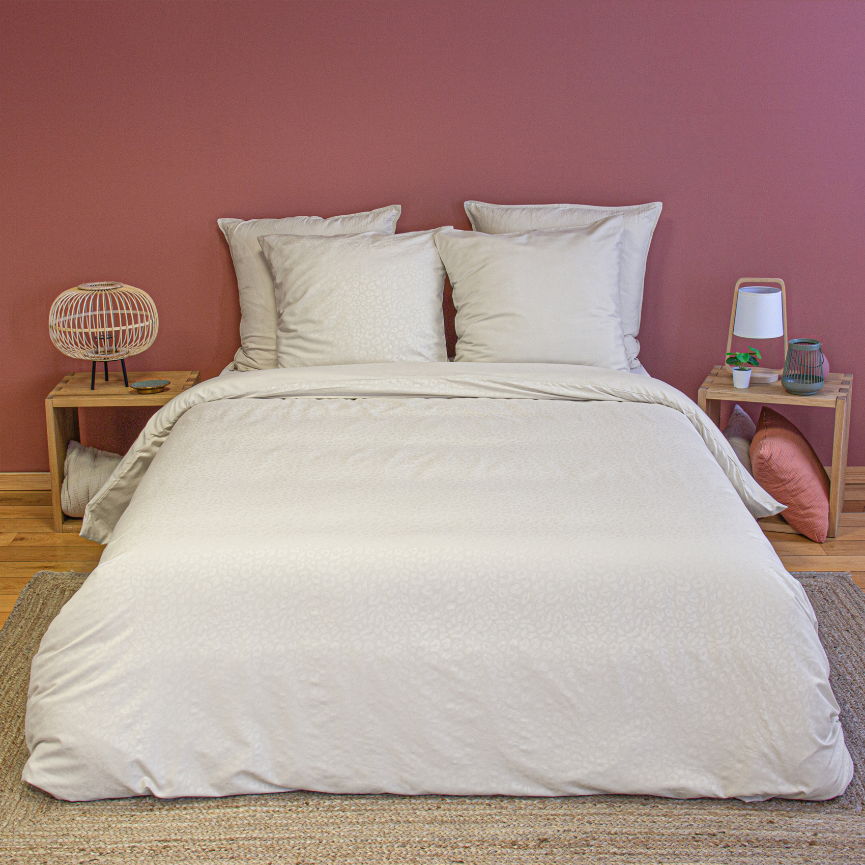 Parure de lit 3 pièces léopard microfibre housse + taies, COTE DECO