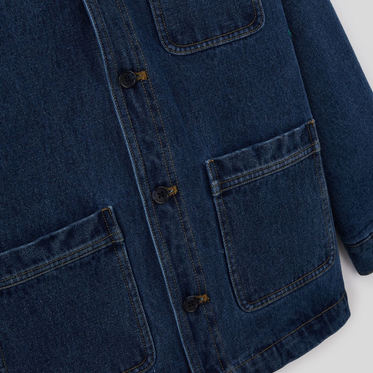 Veste worker en jean avec doublure col en moumoute brut denim