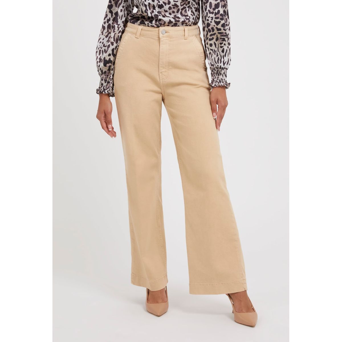 Guess pantalon jambe large beige Guess La Redoute