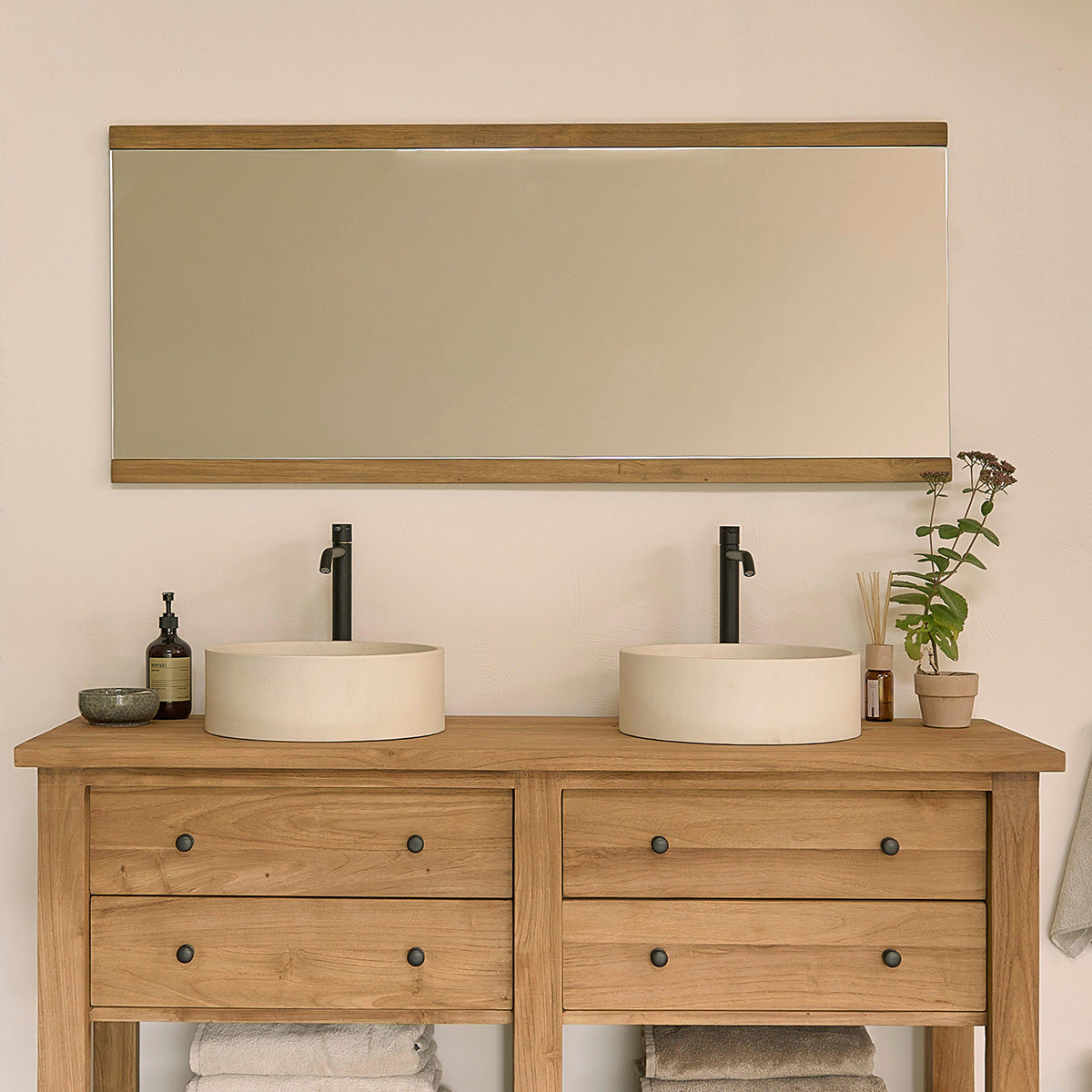 Miroir en teck massif recyclé 140x60 cm NAHELE, BERAH GETAH