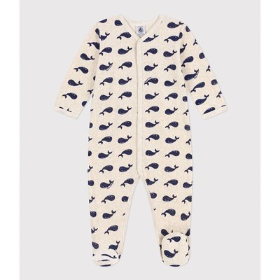 Pyjama met walvissenprint, in fluweel PETIT BATEAU