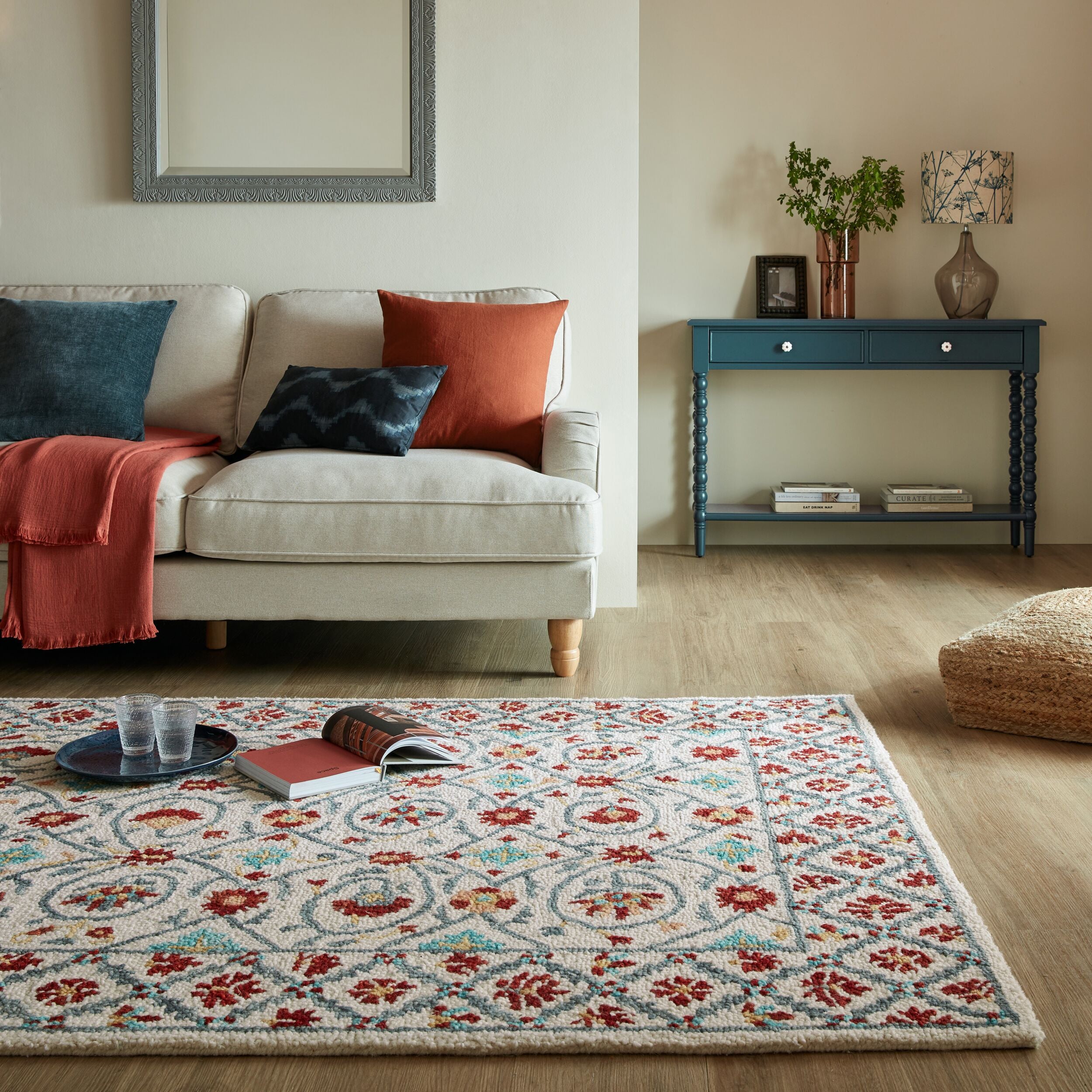 Tapis en laine IRIS Bleu et Rouge, FLAIR RUGS