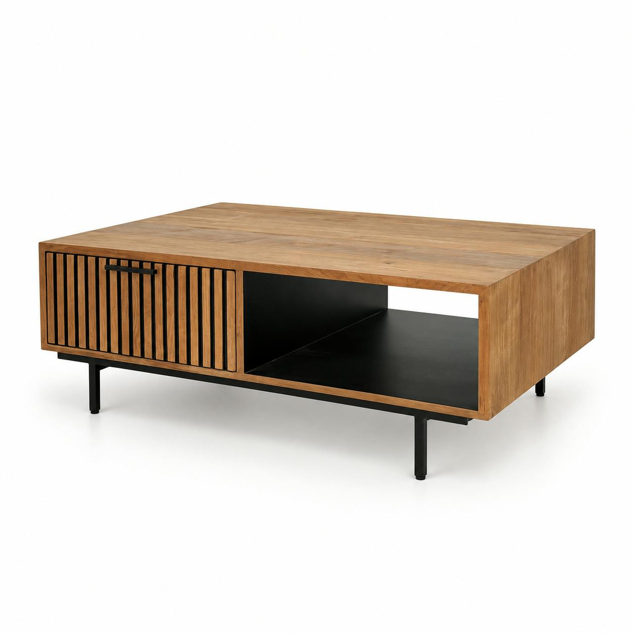 Table basse design teck recyclé 2 tiroirs FANO, PIER IMPORT