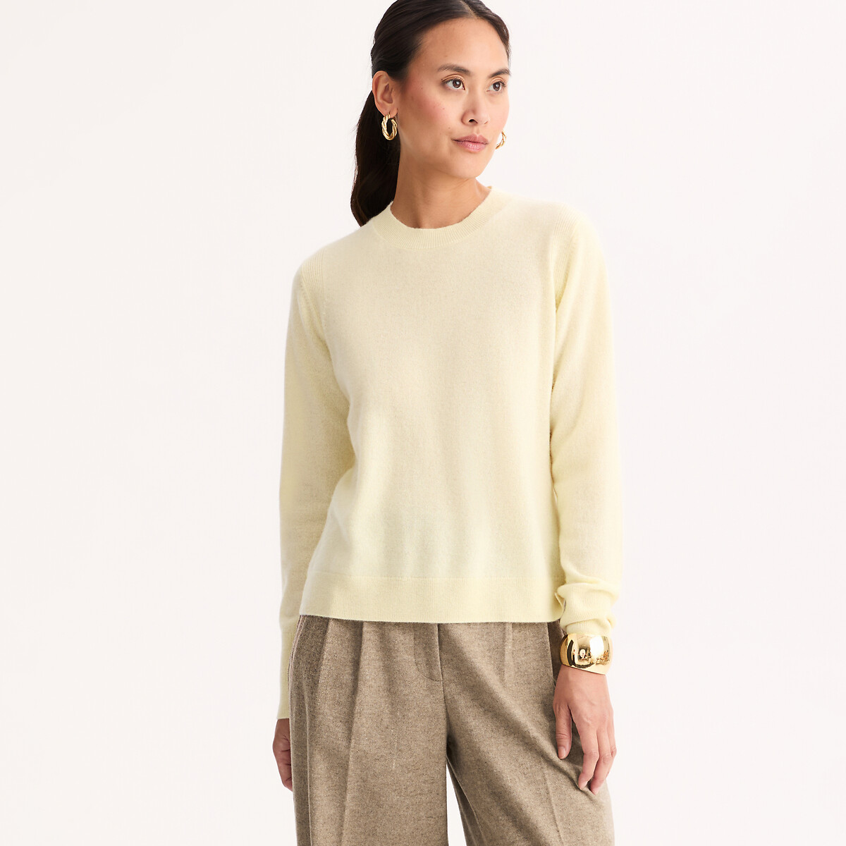Pull col rond en cachemire, fine maille, ANNE WEYBURN