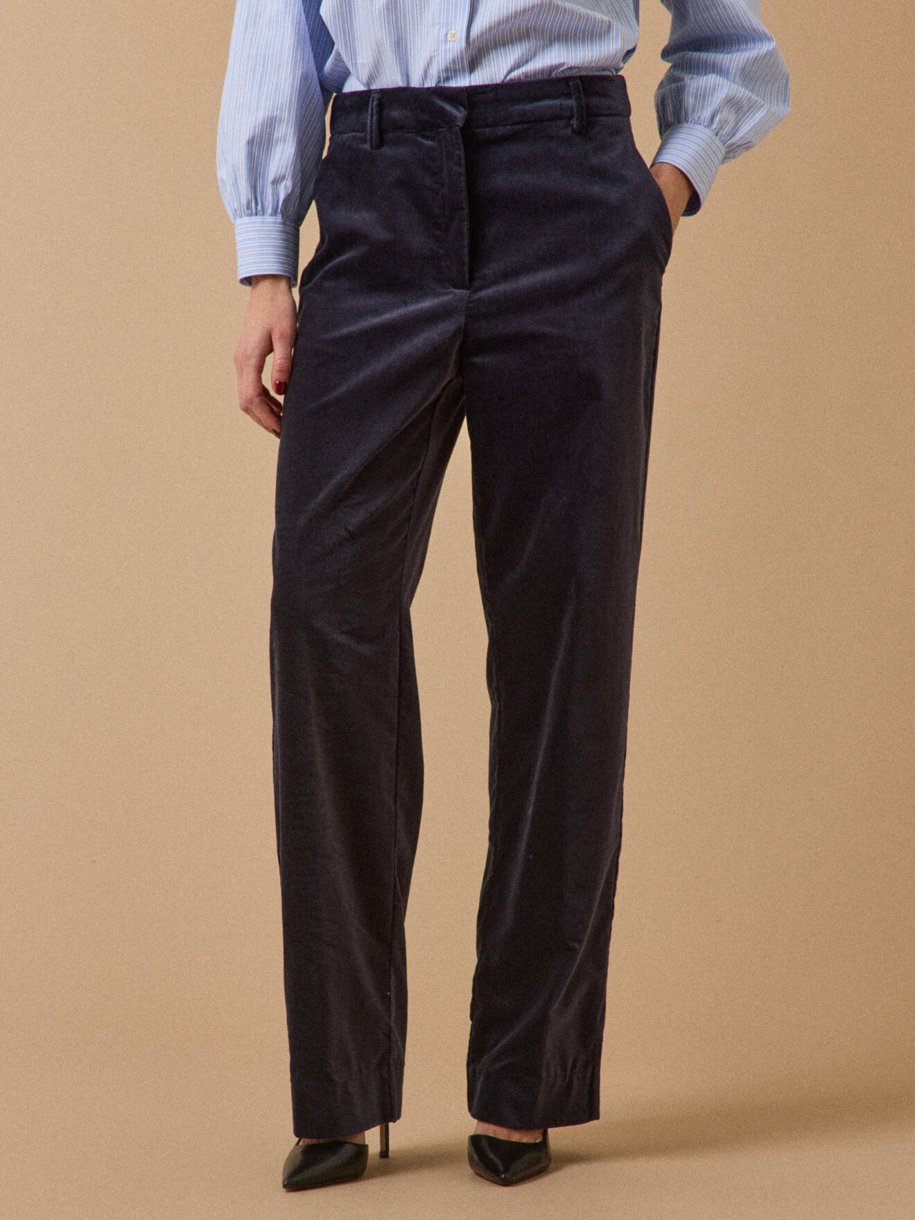 Blazer Pantalon Cyrillus Homme Pantalon Cigarette Velours Lisse Léa Encre  Cyrillus La Redoute