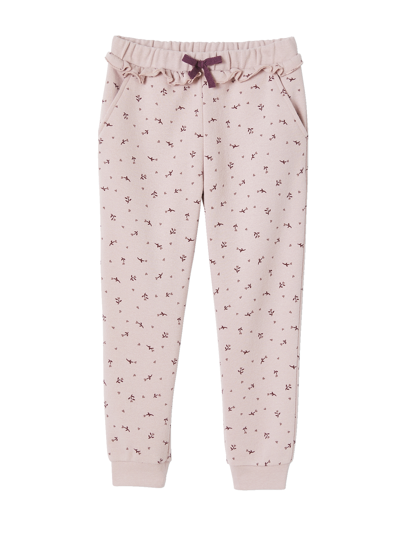Pantalon jogging volanté imprimé fleurs, VERTBAUDET