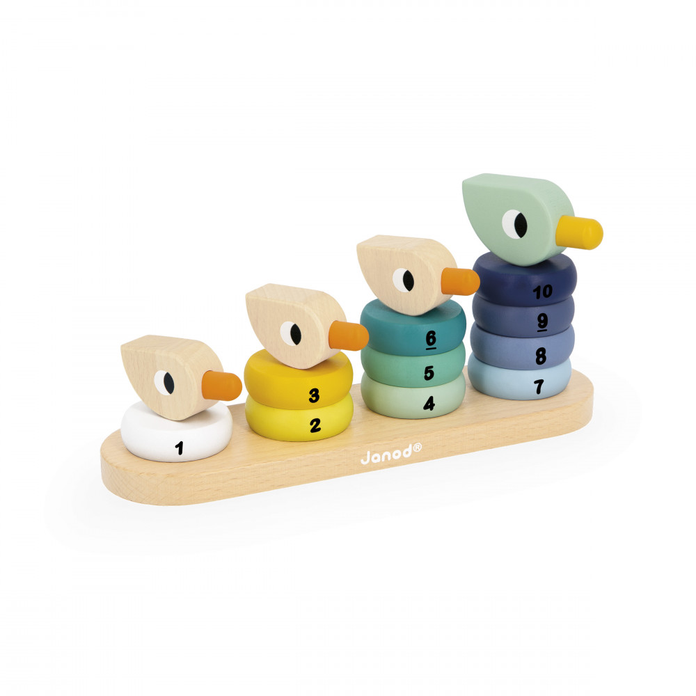 Empilable En Bois Canards 14 Pièces, JANOD