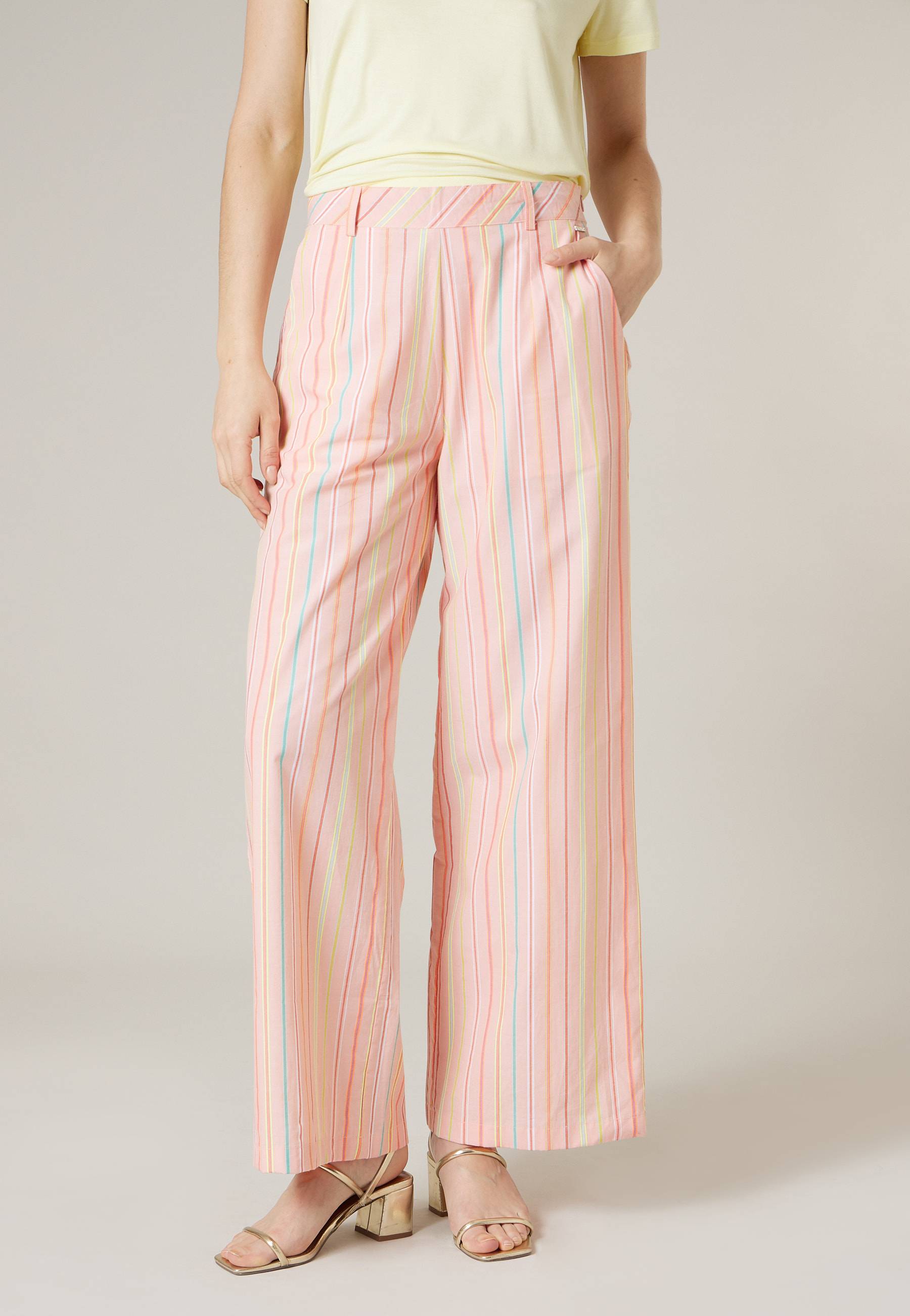 Pantalon large femme en 100% coton rayé ANNIE, DEELUXE