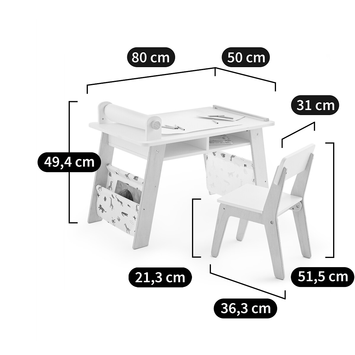 Sedia per bambini con scocca in plastica, jimi bianco/legno La Redoute  Interieurs