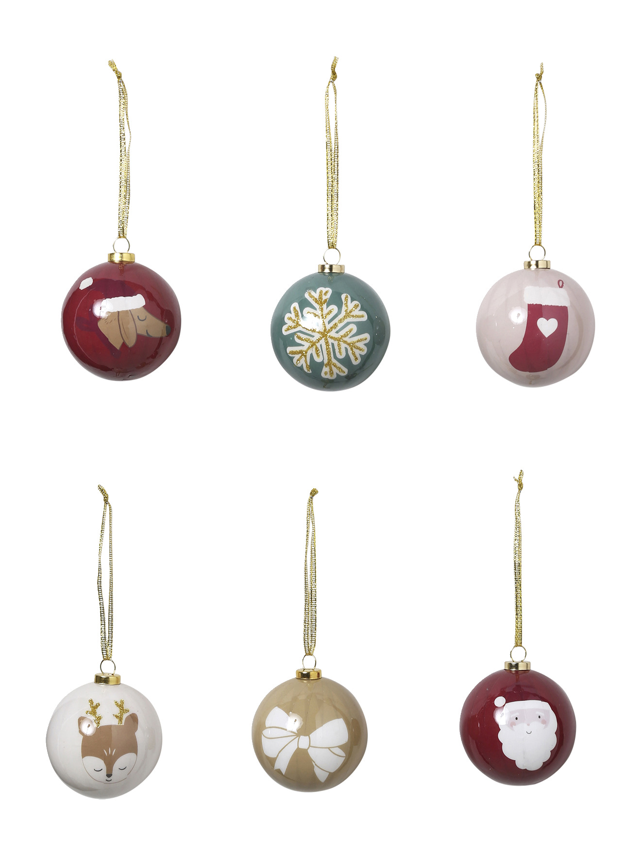 Lot 6 boules de Noël en 3 D, VERTBAUDET