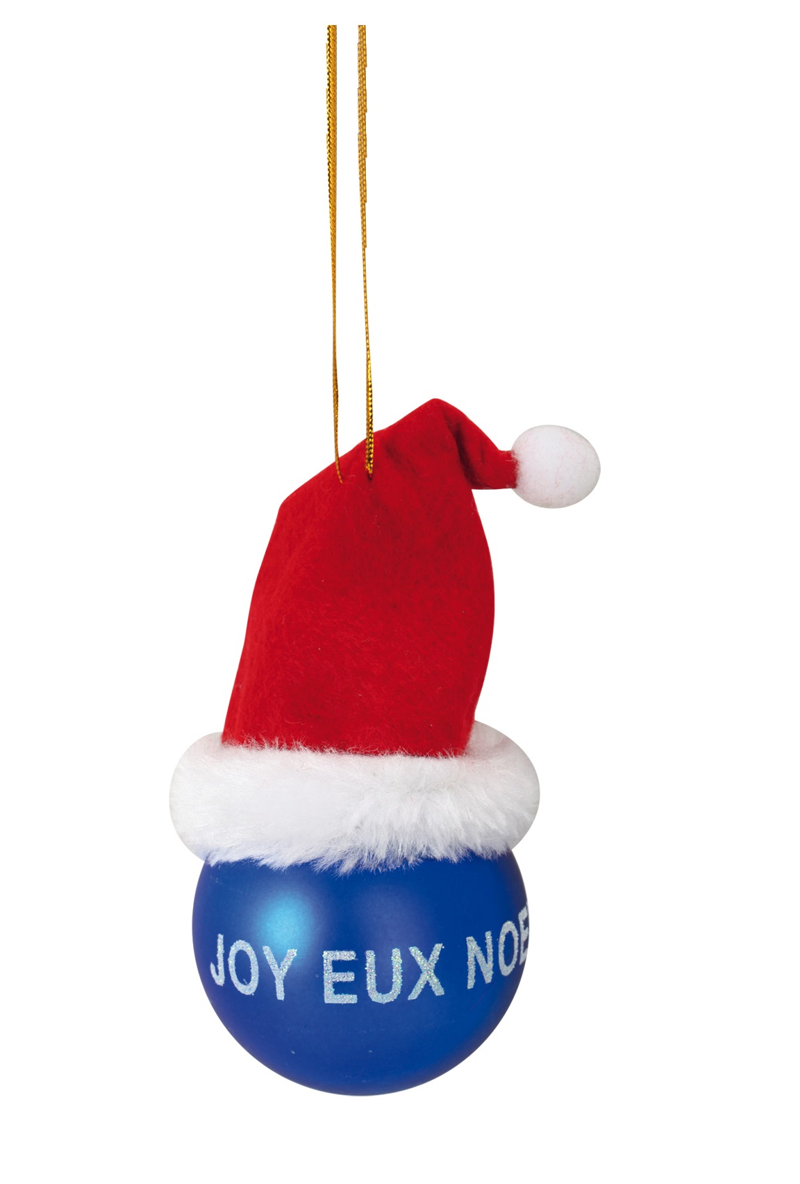 Boule de noel bleu avec bonnet, EDEN