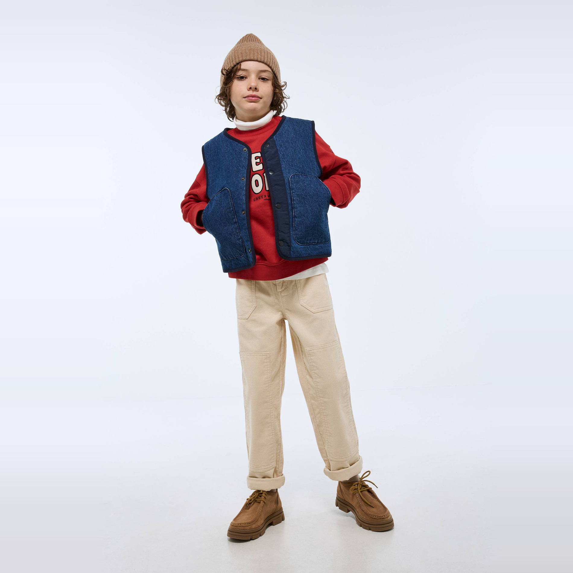 Veste sans manches en jean en coton, MONOPRIX