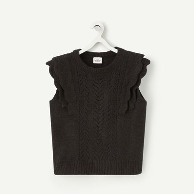 Openwork Knit Vest Top with Ruffles TAPE A L'OEIL