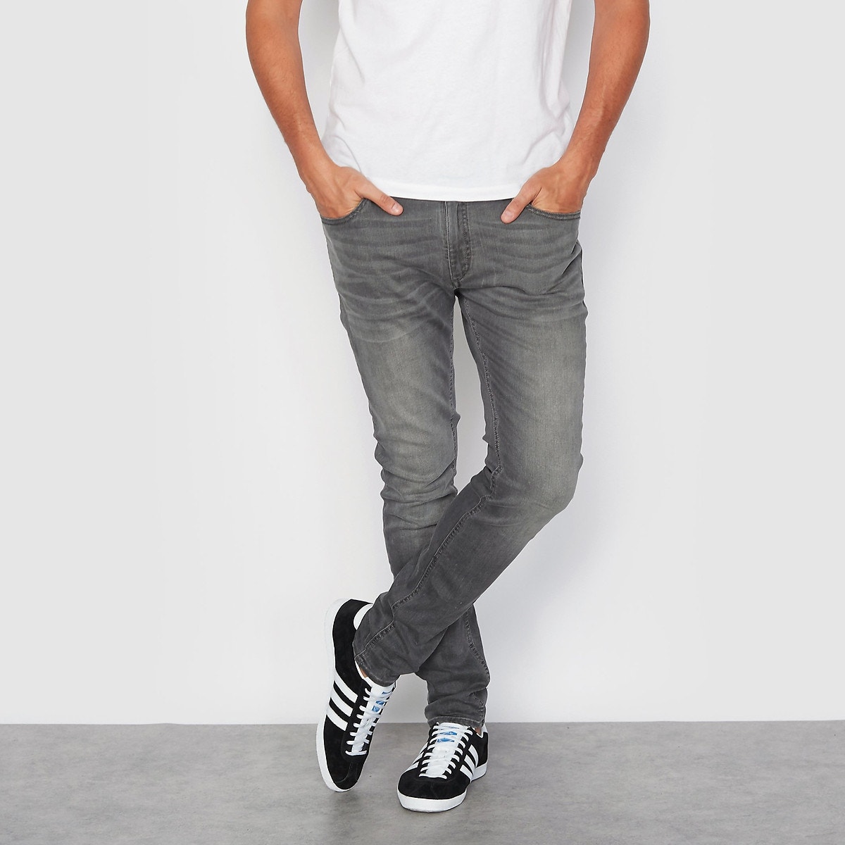 Jean skinny gris hot sale foncé homme