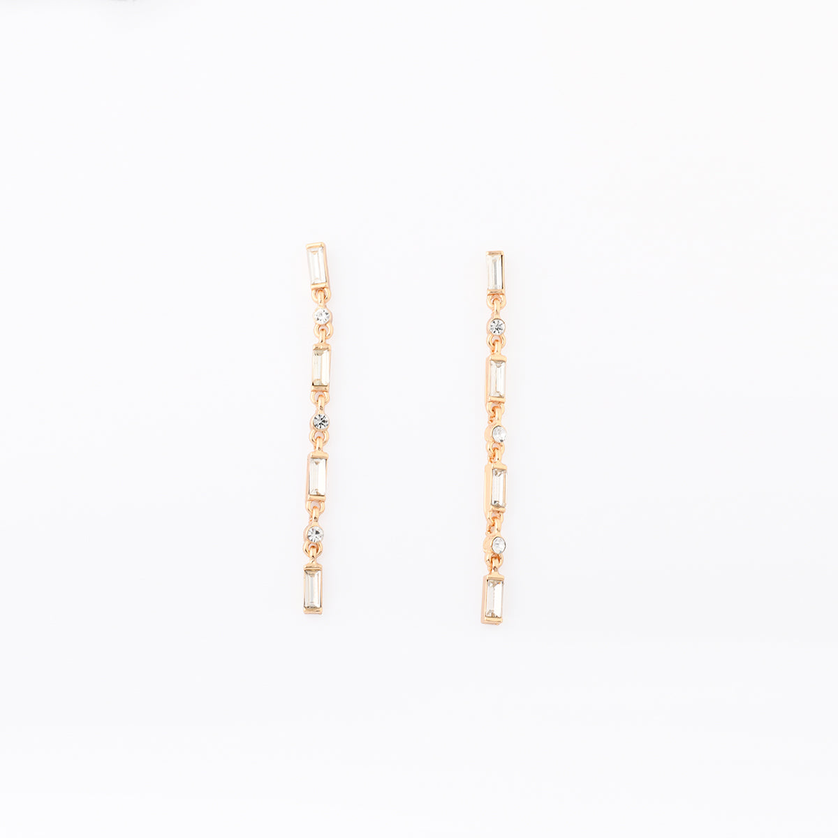 Boucles d'oreilles longues dorées à strass, BALABOOSTE