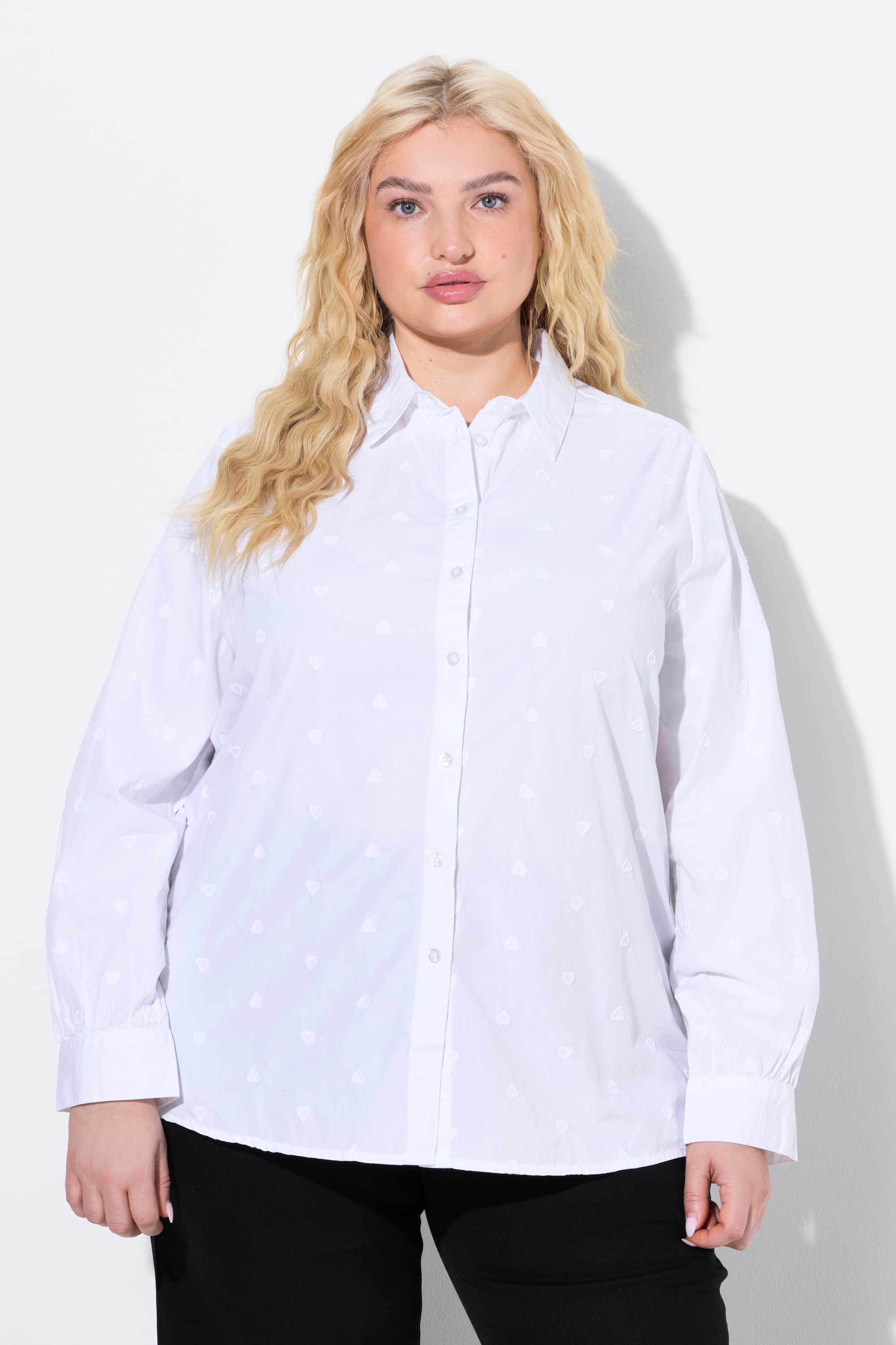 Blouse, broderie cœur, coupe évasée, ULLA POPKEN
