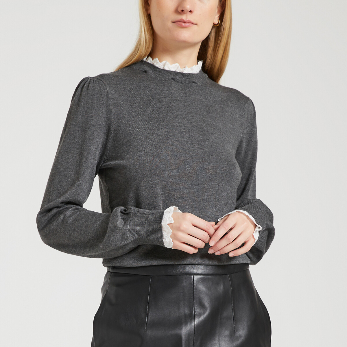 Image of 2-in-1 Jumper with Ruffled Shirt Collar