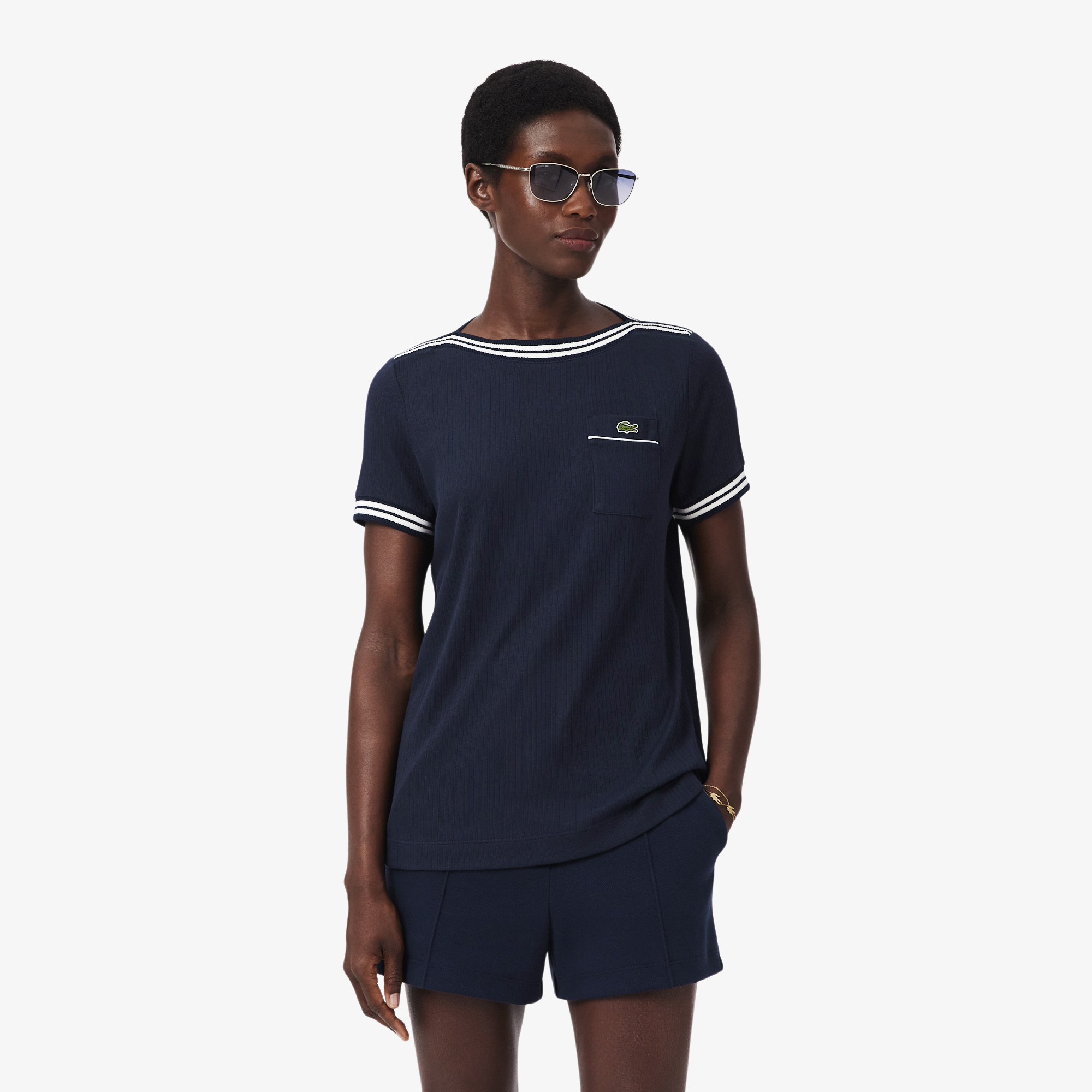 T-shirt col bateau fabriqué en France, LACOSTE