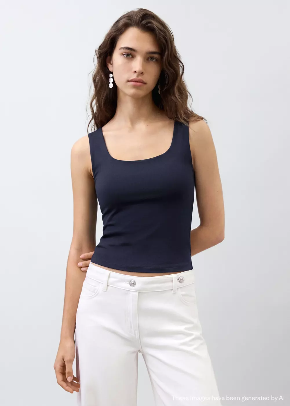 Top à bretelles encolure carrée, MANGO TEEN