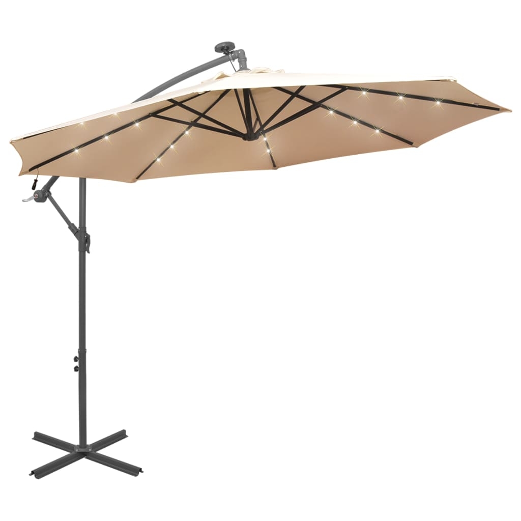 Parasol déporté Ø 300 cm avec éclairage LED, HOME MAISON