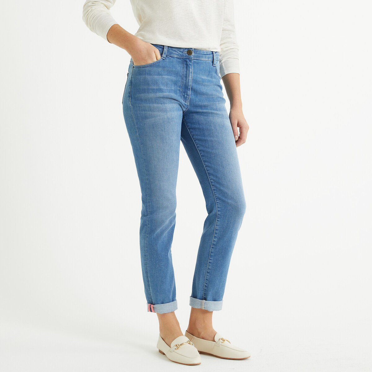 Image of Regular Straight Jeans in Organic Stretch Drenim, Length 30.5"