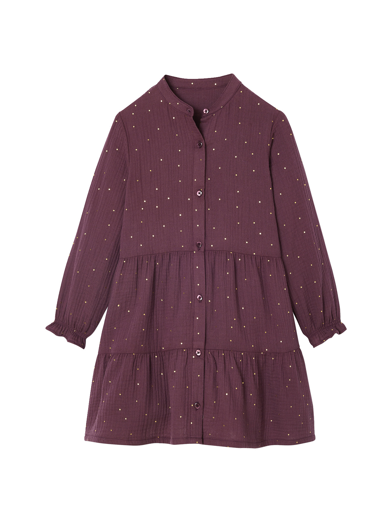 Robe en gaze de coton imprimée pois irisés, VERTBAUDET