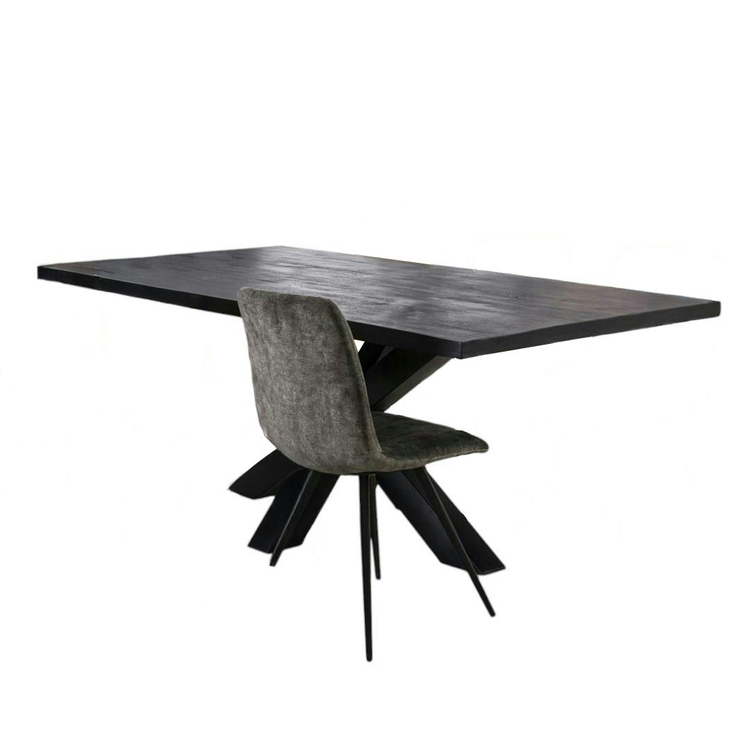 Table à manger noire en bois pied central contemporain 200 cm LUCKNOW, PIER IMPORT