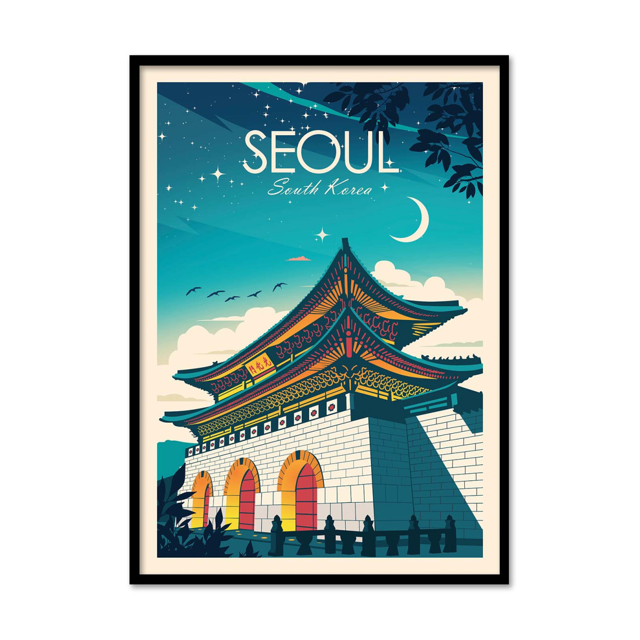 Affiche d’art et cadre noir 30 x 40 cm - Seoul - Studio Inception, WALL EDITIONS