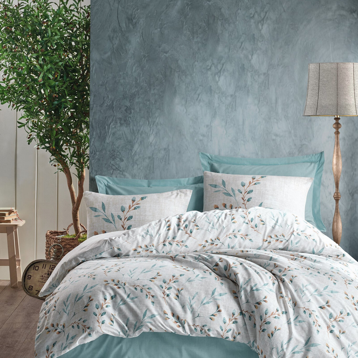 Parure housse de couette coton imprimée végétal, Lendell, C DESIGN HOME TEXTILE