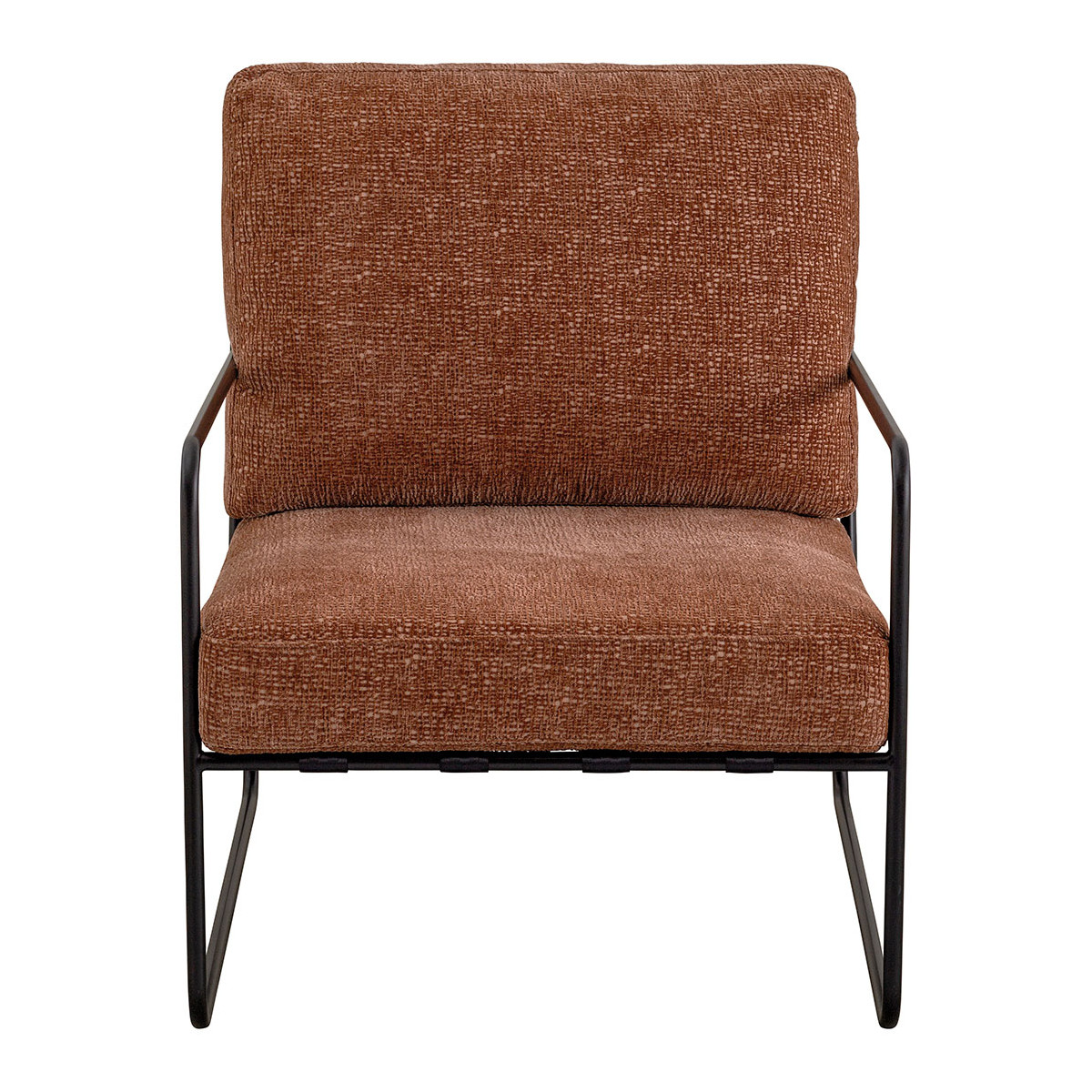 Fauteuil GASPARD en tissu jacquard de velours et métal, BLANC D’IVOIRE