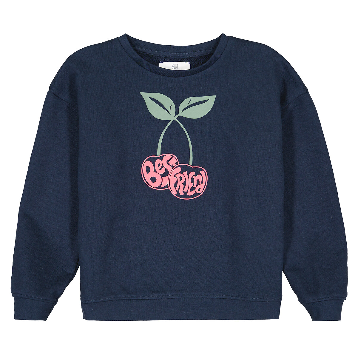 Cotton mix cherries sweatshirt with crew neck, navy blue, La Redoute ...