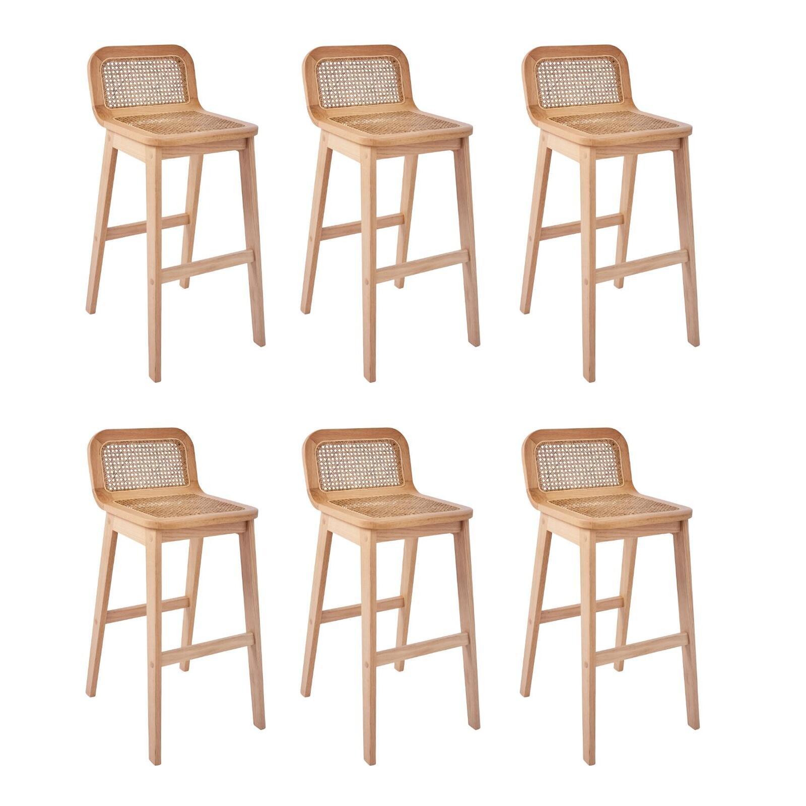 Lot de chaises d'îlot et bar en chêne et assise cannage 65cm SANA, MOB IN