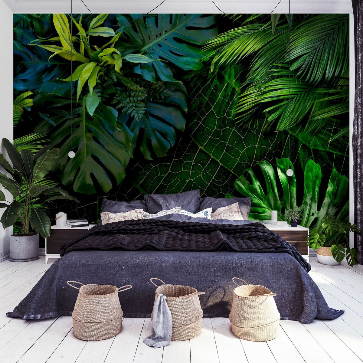 Stickers carrelage feuille tropicale sombre - Stickers Carrelage