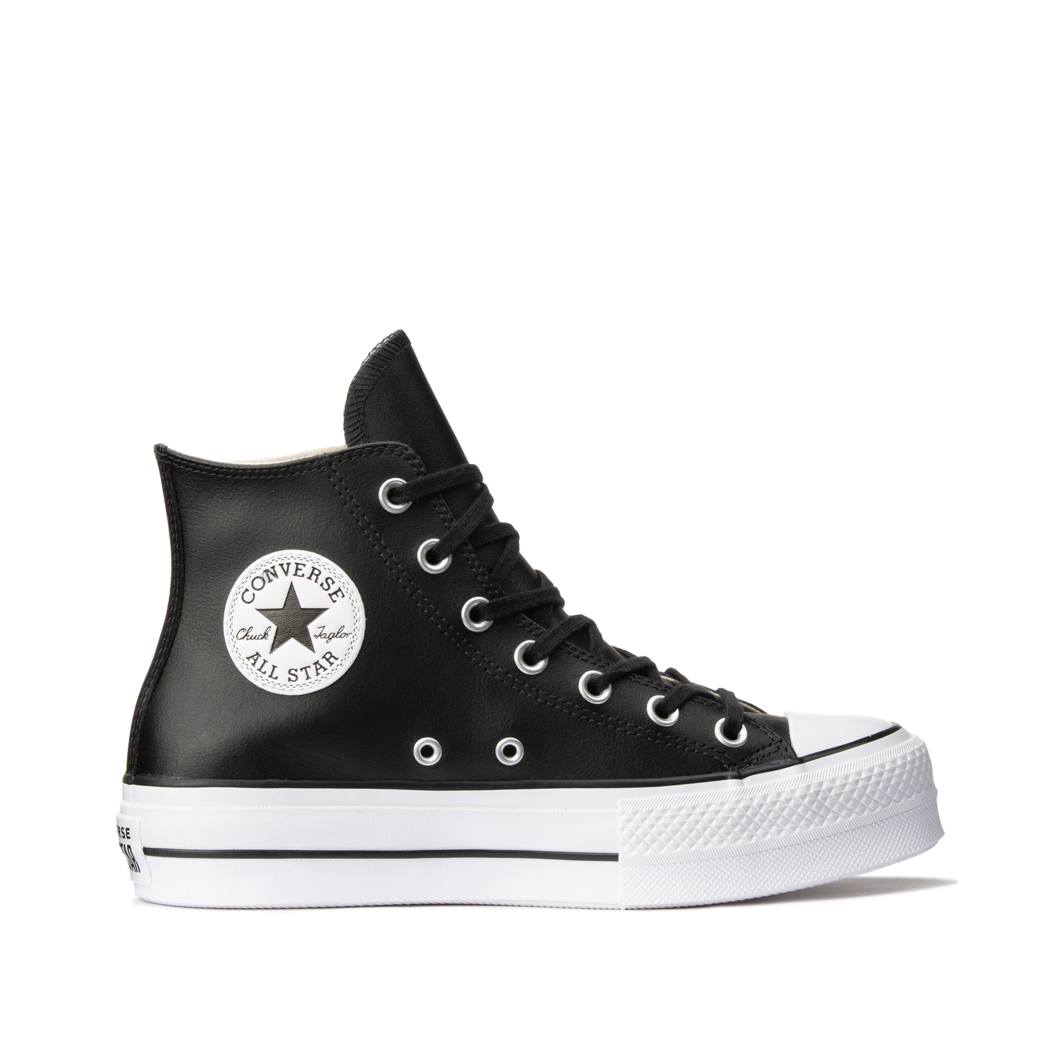 Chuck taylor all star lift leather hi trainers, black, | La Redoute